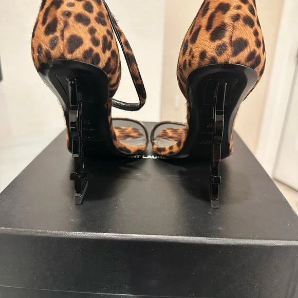 Saint Laurent Brown Leopard Print Heels - Picture 3 of 5